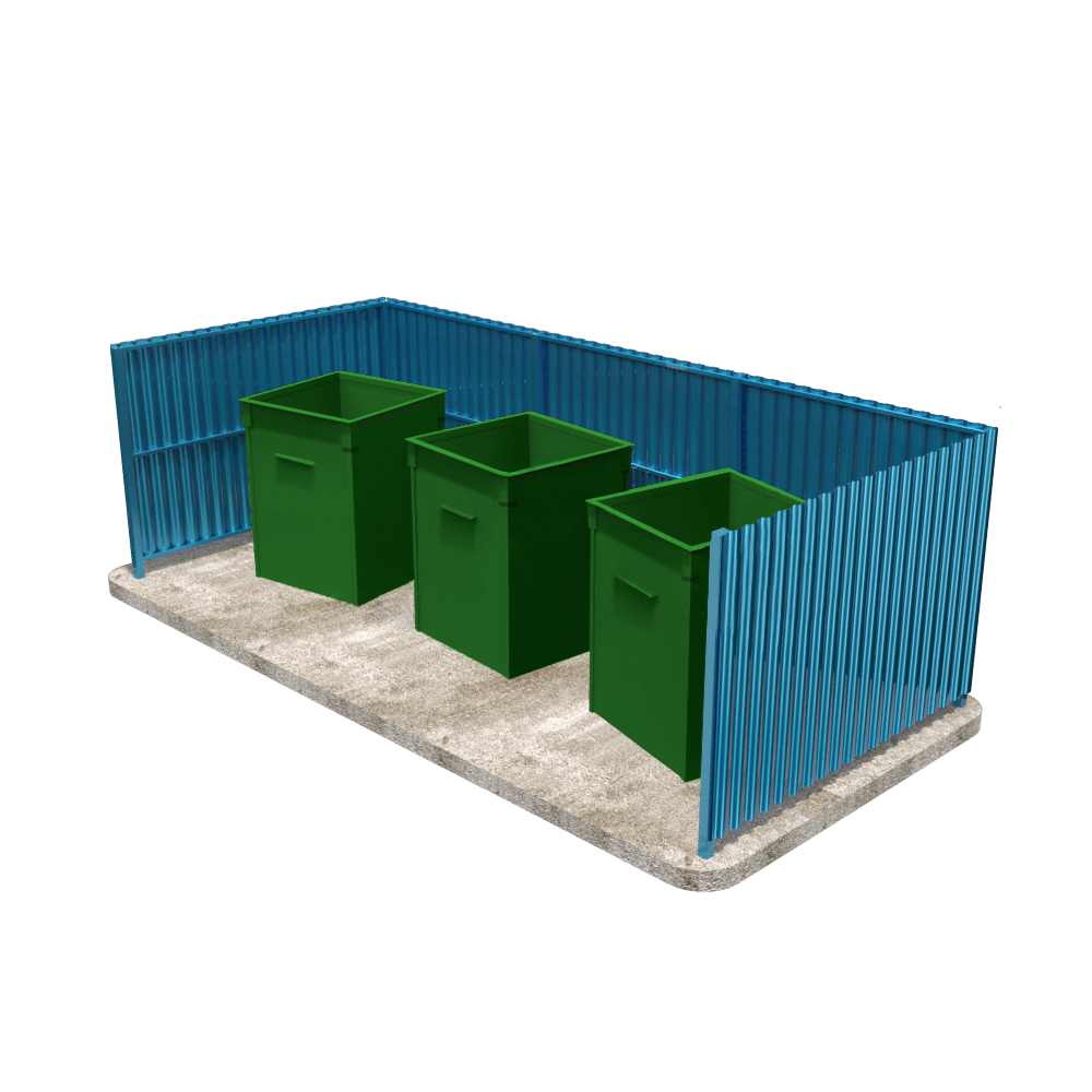 Контейнерная площадка открытая под контейнеры 0.75 м³ (на 3 контейнера) 