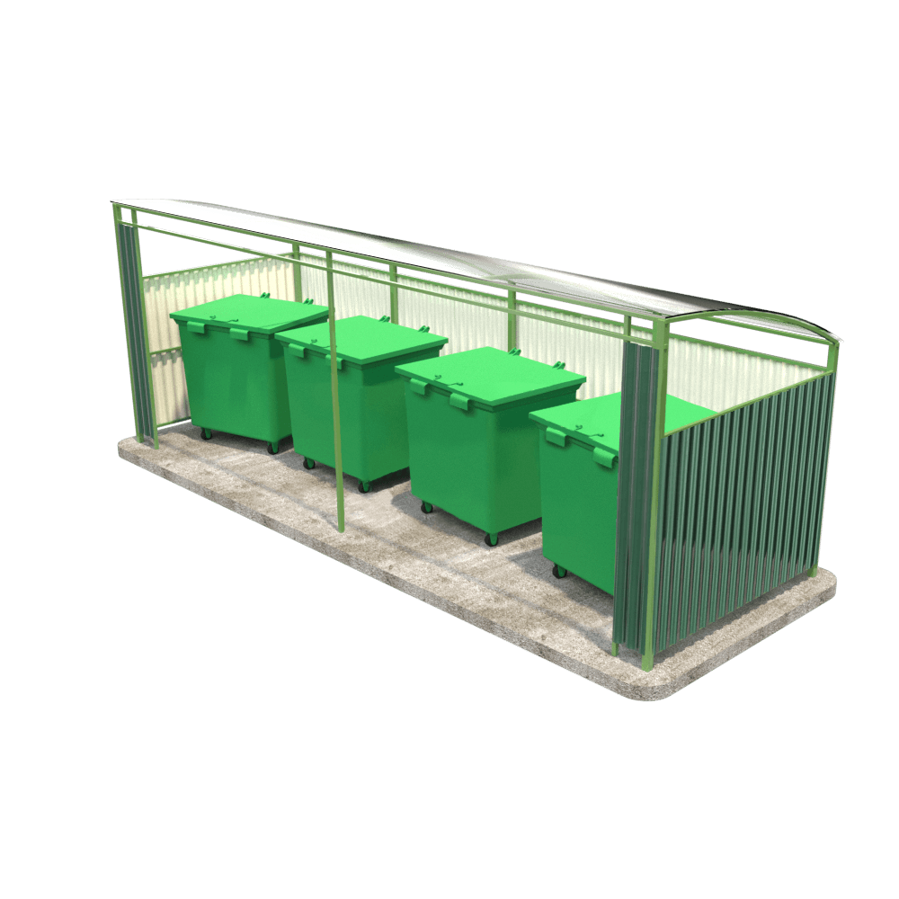 Контейнерная площадка с крышей под контейнеры 1.1 м³ (на 4 контейнера)