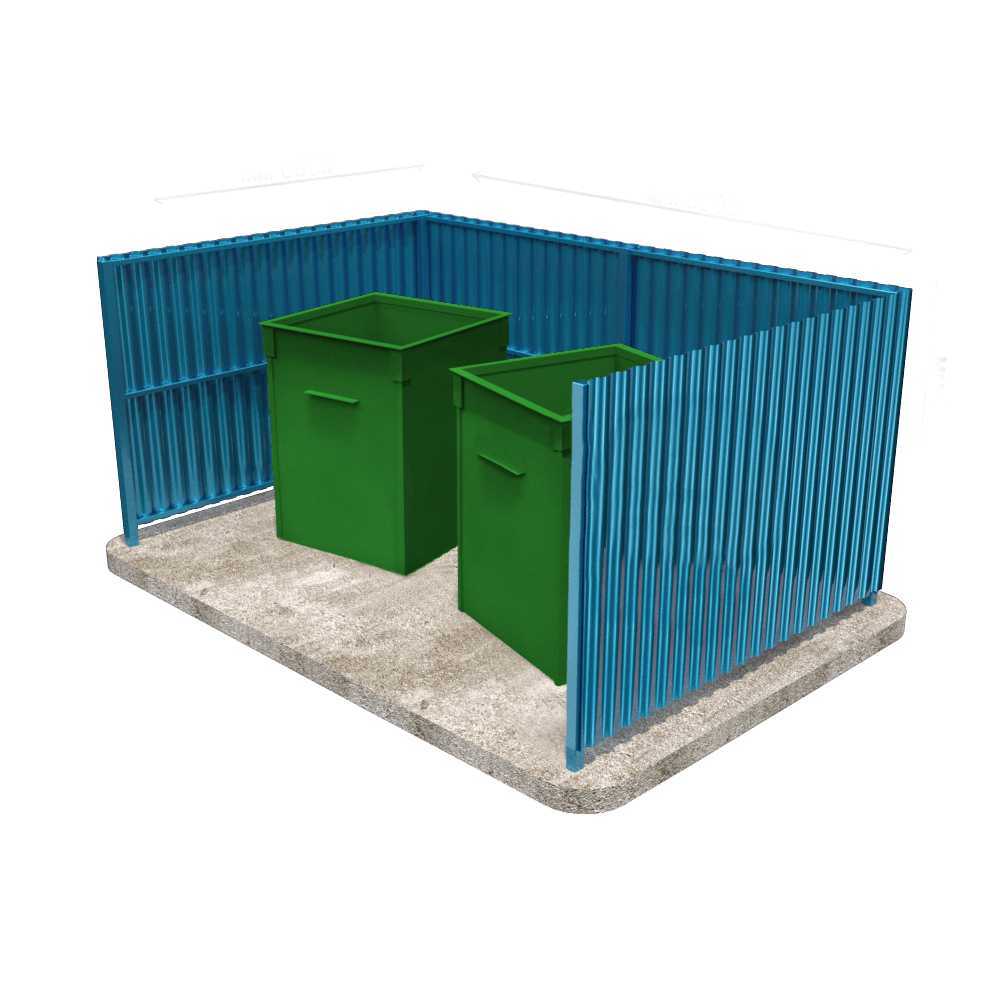 Контейнерная площадка открытая под контейнеры 0.75 м³ (на 2 контейнера)